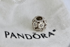 Pandora Sterling Silver White Primrose Flower Blossom Enamel Charm Bead