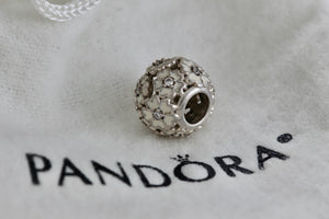 Pandora Sterling Silver White Primrose Flower Blossom Enamel Charm Bead