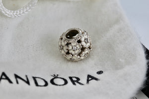 Pandora Sterling Silver White Primrose Flower Blossom Enamel Charm Bead