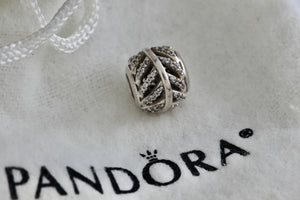 Pandora Sterling Silver CZ Diamonds Tree Branch Slider Bead Charm