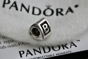 Pandora Sterling Silver Initial letter "B" Bead Charm