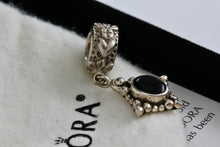 Load image into Gallery viewer, Pandora Sterling Silver Heart Crown Dangling Oval Black Onyx Charm Bead
