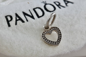 Pandora Sterling Silver CZ Symbol Of Love Heart Charm