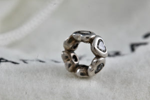 Pandora Sterling Silver Alternating Heart Round Charm Bead