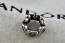 Load image into Gallery viewer, Pandora Sterling Silver Alternating Heart Round Charm Bead
