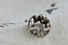 Load image into Gallery viewer, Pandora Sterling Silver Alternating Heart Round Charm Bead
