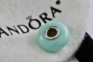 Pandora Style Teal Green Blue Glass Marble Slider Charm Bead