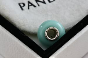 Pandora Style Teal Green Blue Glass Marble Slider Charm Bead