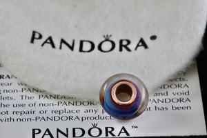 Pandora Style Clear Blue Glass Marble Slider Bead Charm