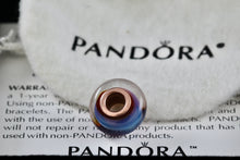 Load image into Gallery viewer, Pandora Style Clear Blue Glass Marble Slider Bead Charm
