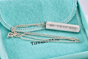 Tiffany & Co. 1837 Silver Bar Pendant Chain 16" Necklace