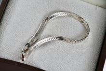 Load image into Gallery viewer, Sterling Silver Herringbone Link 6mm Flat Chain 7&quot; Bracelet
