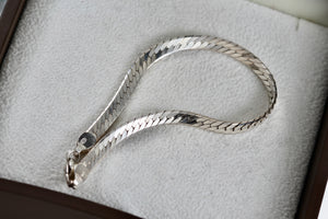 Sterling Silver Herringbone Link 6mm Flat Chain 7" Bracelet