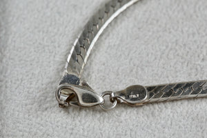 Sterling Silver Herringbone Link 6mm Flat Chain 7" Bracelet