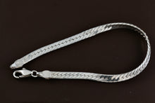 Load image into Gallery viewer, Sterling Silver Herringbone Link 6mm Flat Chain 7&quot; Bracelet
