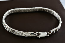 Load image into Gallery viewer, SU Sterling Silver Beaded Edge Box Link Flat Chain 7.25&quot; Bracelet
