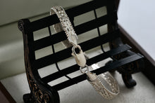 Load image into Gallery viewer, SU Sterling Silver Beaded Edge Box Link Flat Chain 7.25&quot; Bracelet
