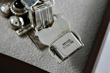 Load image into Gallery viewer, Mexico Silver Twist Rope Wrapped Rectangle Black Onyx Bead Link Clasp 7&quot; Bracelet
