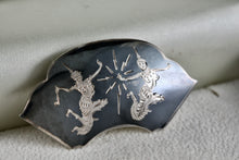 Load image into Gallery viewer, Siam Niello Sterling Silver Gray Enamel Brooch Pin
