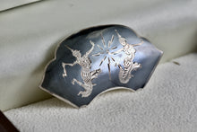 Load image into Gallery viewer, Siam Niello Sterling Silver Gray Enamel Brooch Pin
