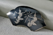 Load image into Gallery viewer, Siam Niello Sterling Silver Gray Enamel Brooch Pin
