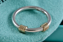 Load image into Gallery viewer, Tiffany &amp; Co. 18K Gold &amp; Silver Double Coil Wrap Narrow Band Ring Size 7
