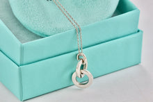 Load image into Gallery viewer, Tiffany &amp; Co. Small Silver Dangling Interlocking Circles Pendant Necklace
