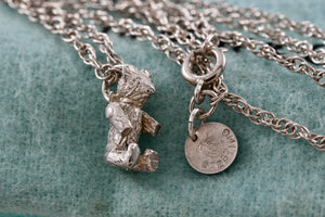 Tiffany & Co. Vintage Teddy Bear Swivel Arms Pendant 18" Chain Necklace