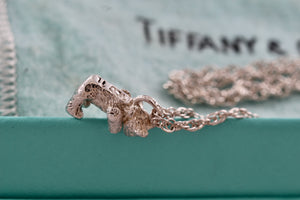 Tiffany & Co. Vintage Teddy Bear Swivel Arms Pendant 18" Chain Necklace