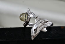 Load image into Gallery viewer, Shube&#39;s Dakota West Silver Dolphin Colorful Glass Disco Ball Bead Tail Ring Size 7
