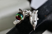Load image into Gallery viewer, Shube&#39;s Dakota West Silver Dolphin Colorful Glass Disco Ball Bead Tail Ring Size 7
