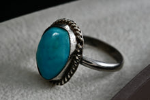 Load image into Gallery viewer, Native American Silver Handmade Polished Turquoise Pebble Ring Size 6.5
