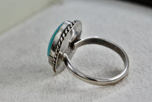 Load image into Gallery viewer, Native American Silver Handmade Polished Turquoise Pebble Ring Size 6.5
