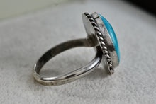 Load image into Gallery viewer, Native American Silver Handmade Polished Turquoise Pebble Ring Size 6.5
