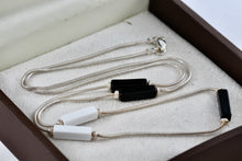 Load image into Gallery viewer, Sterling Silver Black White Onyx Rectangle Beads Rope Chain 24&quot; Necklace
