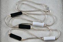 Load image into Gallery viewer, Sterling Silver Black White Onyx Rectangle Beads Rope Chain 24&quot; Necklace
