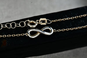 Sterling Silver Infinity Delicate Chain 6.5" to 7.5" Adjustable Bracelet