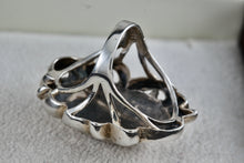 Load image into Gallery viewer, Sterling Silver Large Hammered Oval Dome Scroll Accent Ring Size 7
