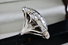 Load image into Gallery viewer, Sterling Silver Large Hammered Oval Dome Scroll Accent Ring Size 7
