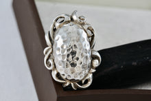 Load image into Gallery viewer, Sterling Silver Large Hammered Oval Dome Scroll Accent Ring Size 7
