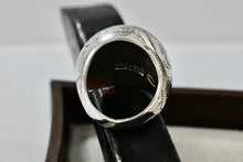 Load image into Gallery viewer, Sterling Silver Thailand Large Etched Inlay Dome Ring Size 6
