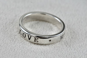 Vintage Sterling Silver TRUE LOVE WAITS Narrow Band Ring Size 8 Signed