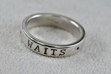 Load image into Gallery viewer, Vintage Sterling Silver TRUE LOVE WAITS Narrow Band Ring Size 8 Signed
