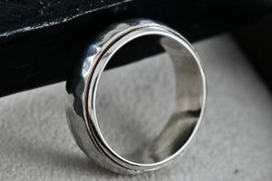 Vintage Sterling Silver Mens Large Hammered Spinner Ring Size 11.5