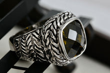 Load image into Gallery viewer, High Quality Fashion Rope Weave Square Cushion Cut Smokey Quartz Ring Size 6
