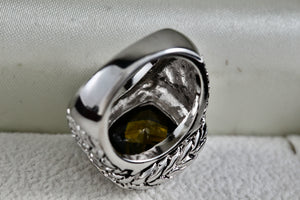 High Quality Fashion Rope Weave Square Cushion Cut Smokey Quartz Ring Size 6