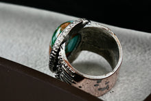 Load image into Gallery viewer, Large Fashion Oval Turquoise Costume Silver-Plated Copper Ring Size 6.5
