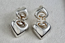 Load image into Gallery viewer, Joseph Esposito Sterling Silver Double Puffy Heart Spades Earrings Signed ESPO SIG 925
