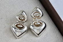 Load image into Gallery viewer, Joseph Esposito Sterling Silver Double Puffy Heart Spades Earrings Signed ESPO SIG 925
