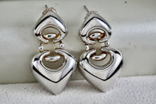 Load image into Gallery viewer, Joseph Esposito Sterling Silver Double Puffy Heart Spades Earrings Signed ESPO SIG 925
